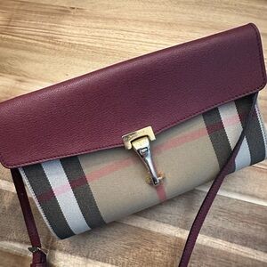 Burberry House Check and Burgundy Leather Bag